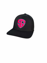 Load image into Gallery viewer, Treedem Pink and Blue Shield Logo Fitted Hat