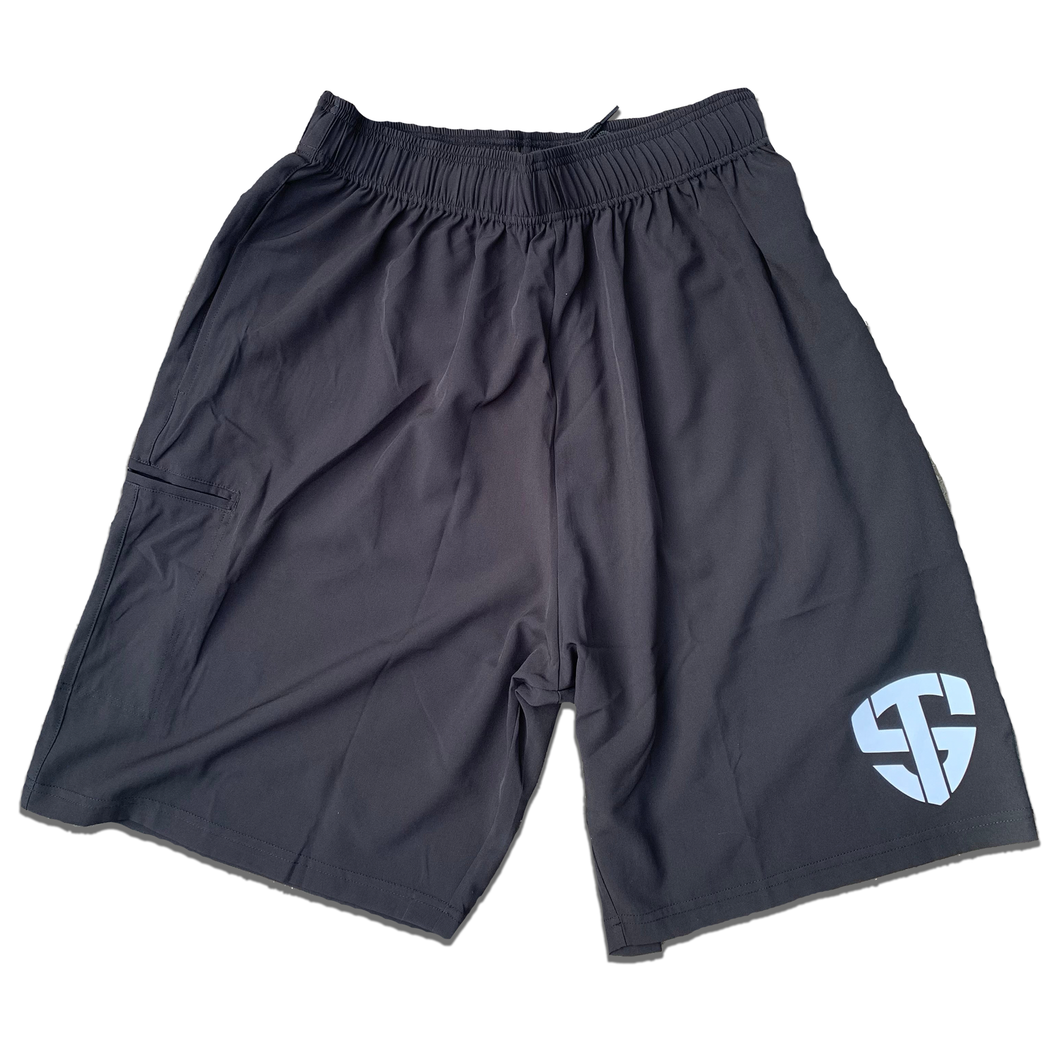 Black Reflective Shield Shorts