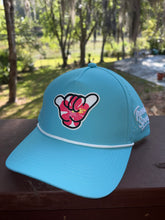 Load image into Gallery viewer, Aqua Hibiscus Snapback Hat