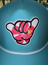 Load image into Gallery viewer, Aqua Hibiscus Snapback Hat