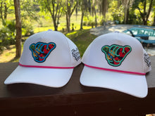 Load image into Gallery viewer, Blue Angry Pineapple Snapback White Hat