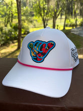 Load image into Gallery viewer, Blue Angry Pineapple Snapback White Hat