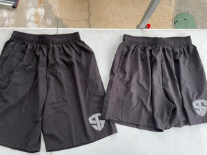 Black Reflective Shield Shorts