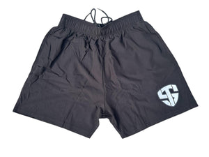 Black Reflective Shield Shorts