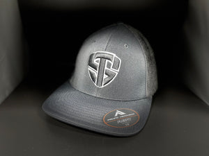 Treedem Shield Black Flexfit hat with Black embroidered logo